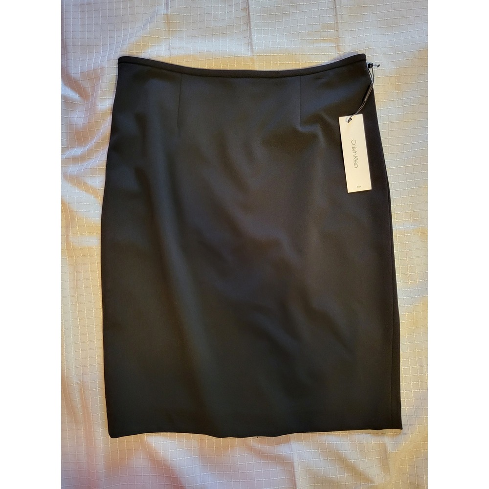 Calvin Klein Womens Black Pencil Skirt Size 10 Stretch Lined Career Professional